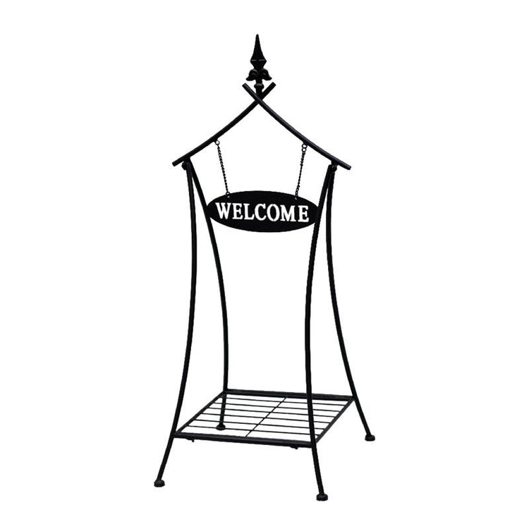 PLANT STAND WITH WELCOME SIGN