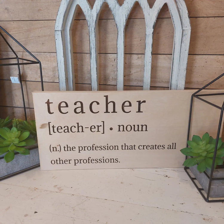Engraved Teacher Definition Sign